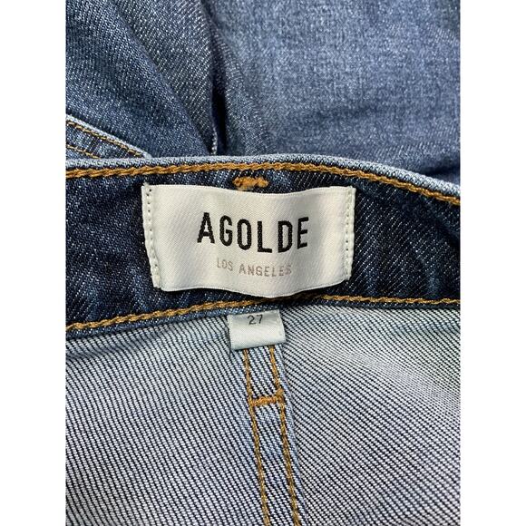 Agolde 'Pinch' Blue Waist High Rise Kick Flare Denim Jean Size 27 - Picture 4 of 5